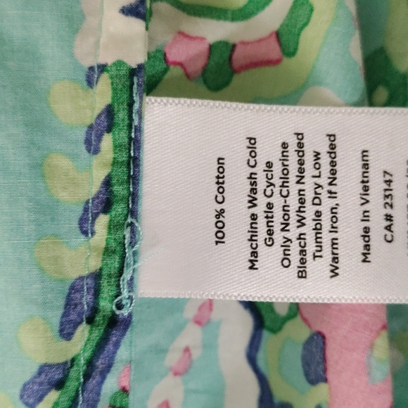 02531 Talbots aqua w/blue, pink & green cotton L/S shirt 1X - Picture 10 of 10